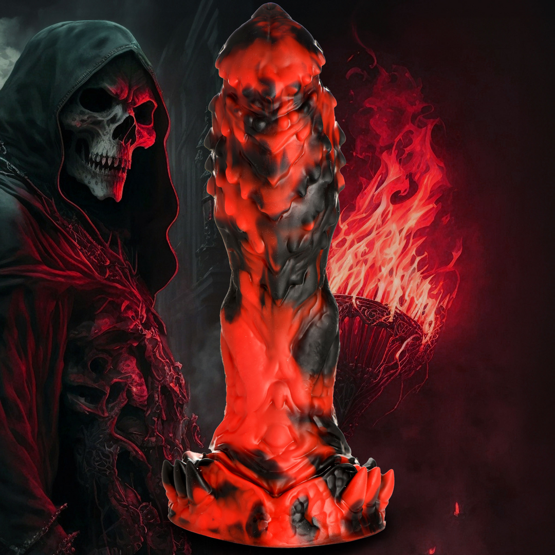 Grim Reaper – Siliconen Dildo – Rood/Zwart