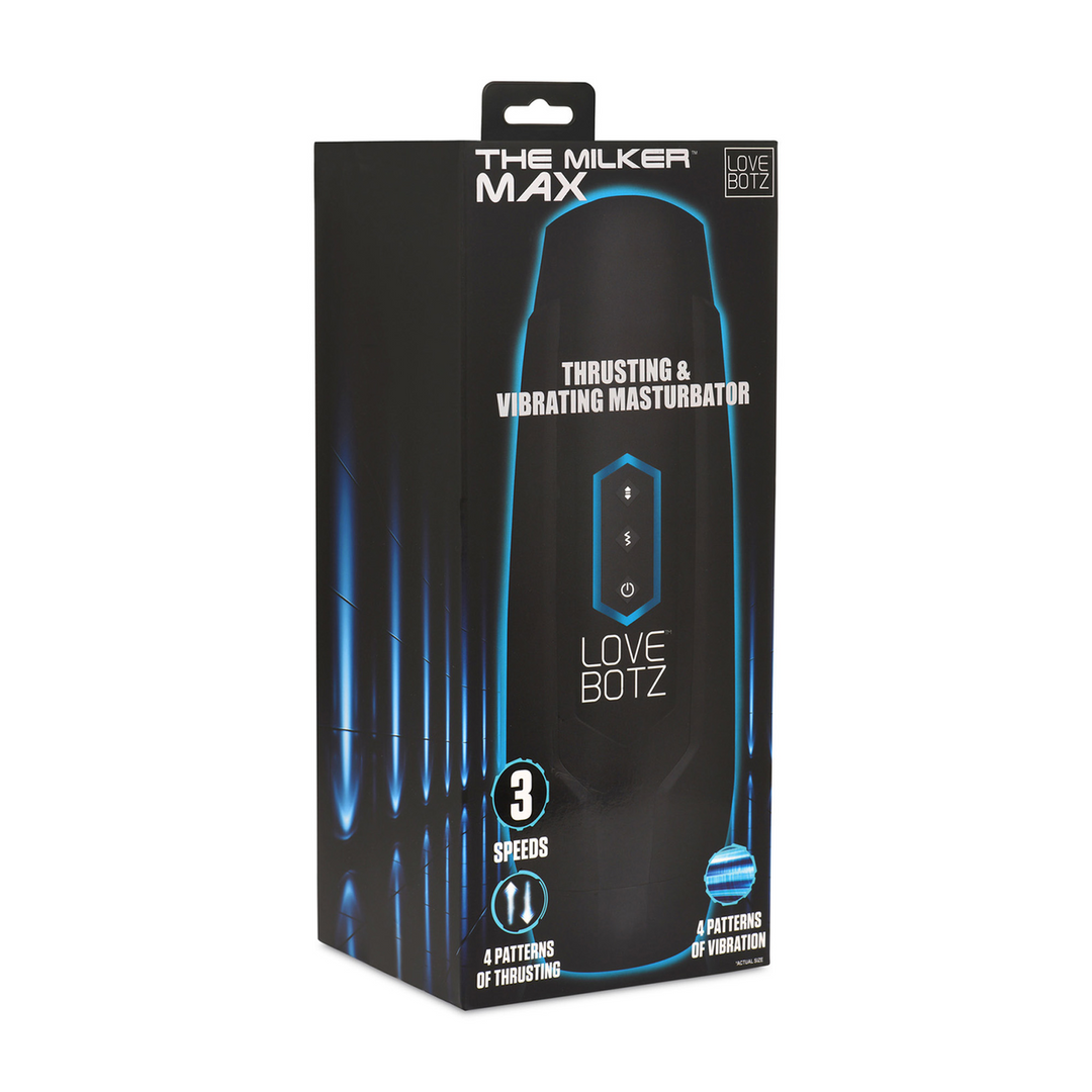 De Milker Max – 14X Duwende en Vibrerende Masturbator – Zwart