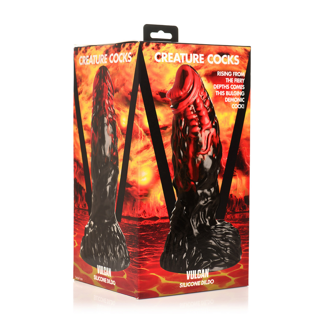 Vulcan – Siliconen Dildo – Zwart/Rood