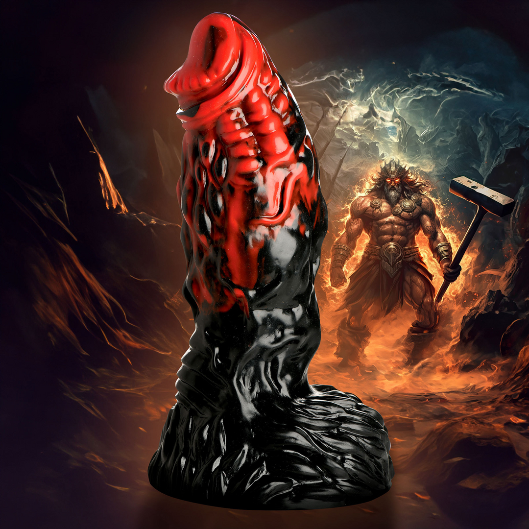 Vulcan – Siliconen Dildo – Zwart/Rood