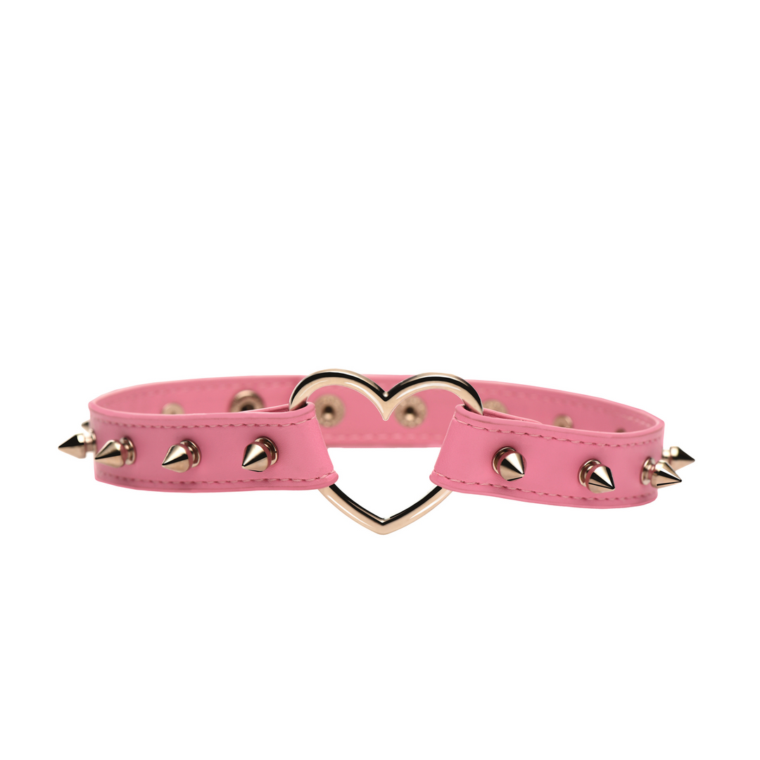 Spiked Heart Choker – Roze