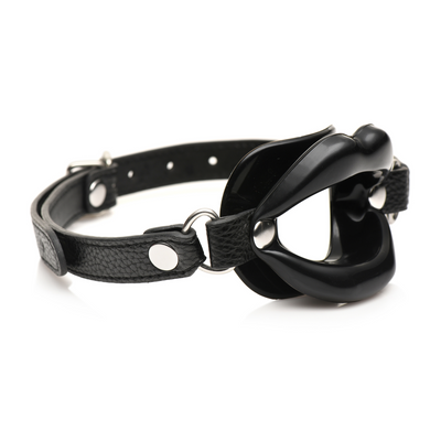 Juicy Lips - Siliconen Open Mond Gag - Zwart