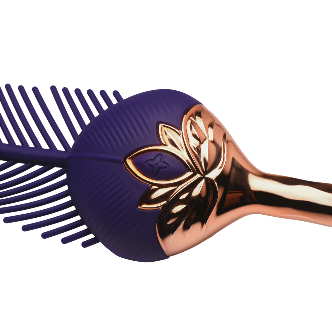 De Tickler – Vibrerende Silicone Veer Tickler – Paars/Goud