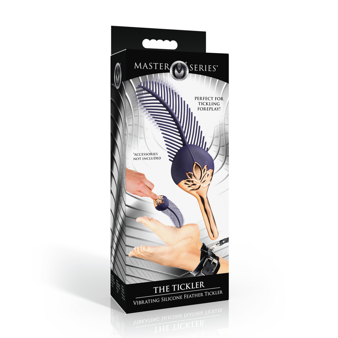 De Tickler – Vibrerende Silicone Veer Tickler – Paars/Goud