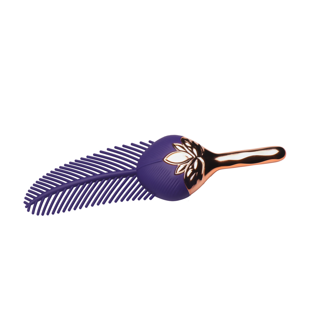 De Tickler – Vibrerende Silicone Veer Tickler – Paars/Goud