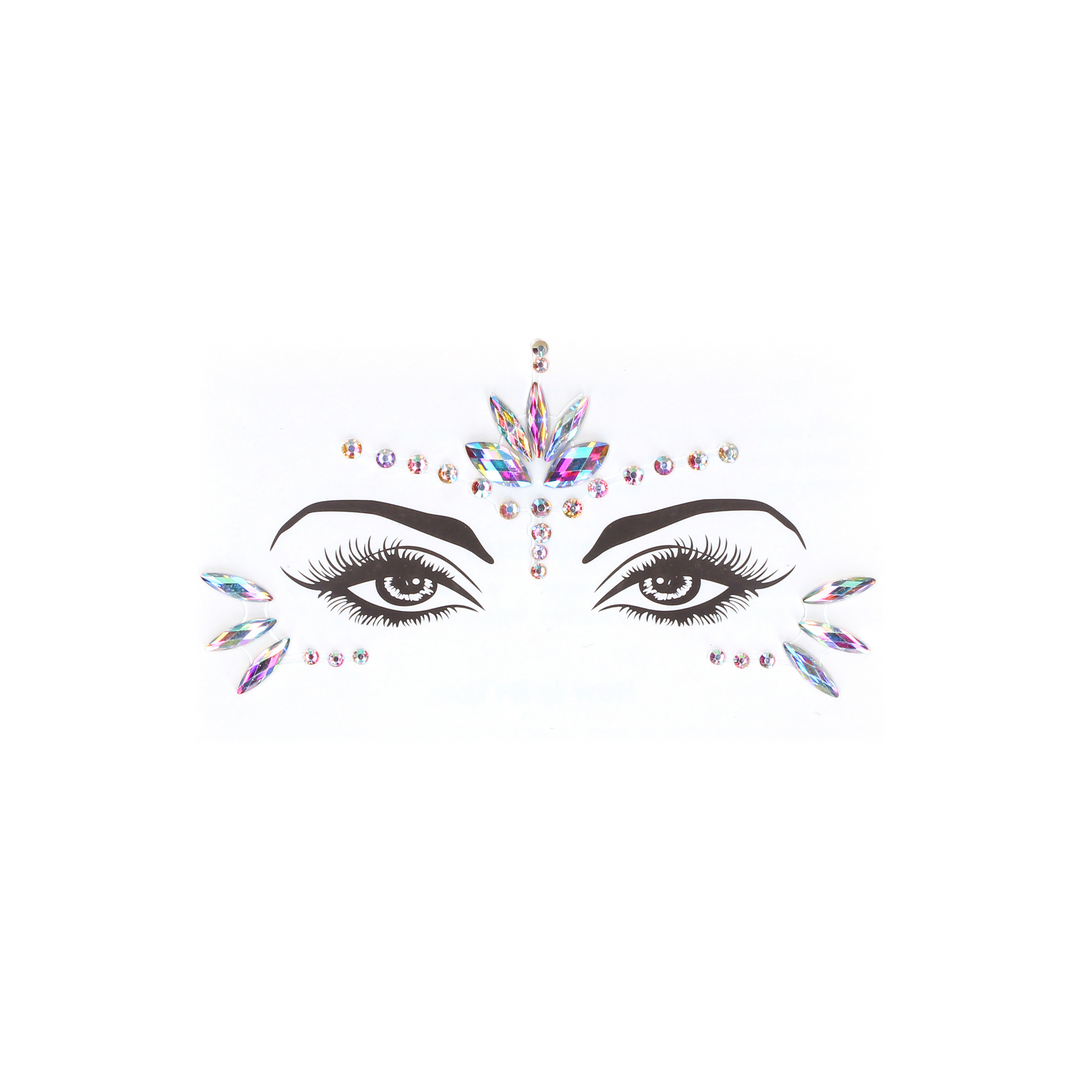 2-delige bh-set met jarretels en schitterende eye contact bling sticker – One Size – Multicolor