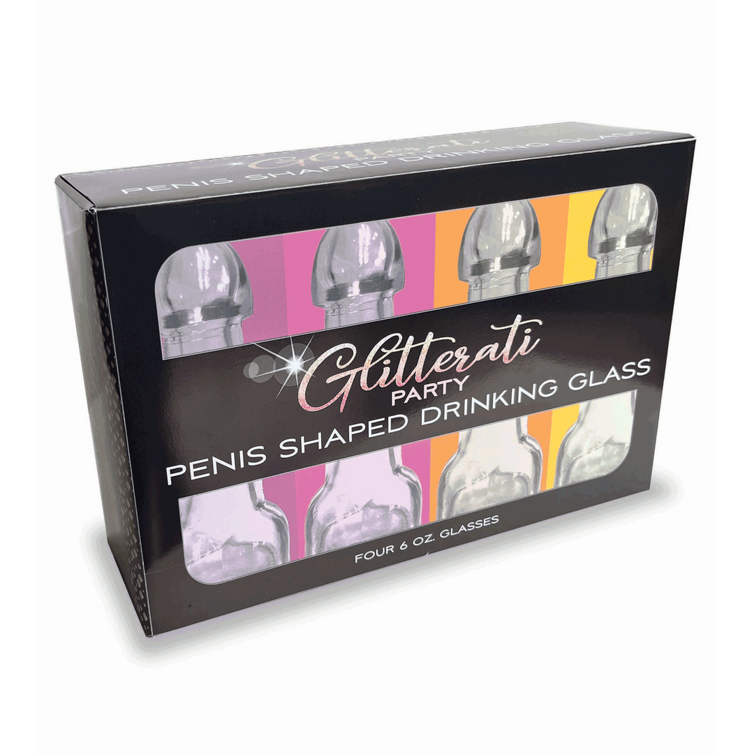 Glitterati – Penis 6oz Drinkglas – Verpakking van 4