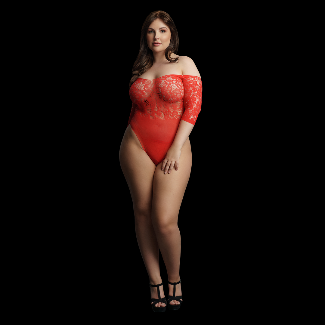 Presents Rhinestone Off Shoulder Bodysuit – Plus Size