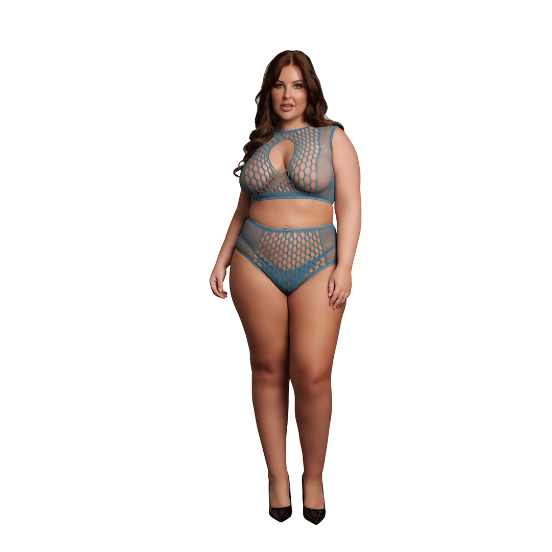 Conjunto de sujetador con abertura en forma de llave Duo Net - Talla Reina