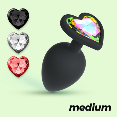 Cuore - Plug Anal con Cuatro Joyas Intercambiables - Mediano - Negro Cuore - Plug Anal con Cuatro Joyas Intercambiables - Mediano - Negro