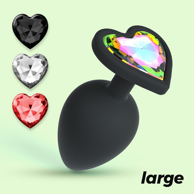Cuore - Plug Anal con Cuatro Joyas Intercambiables - Grande - Negro Cuore - Plug Anal con Cuatro Joyas Intercambiables - Grande - Negro