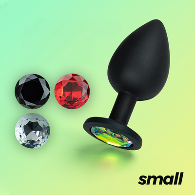Camileo - Plug Anal con Cuatro Joyas Intercambiables - Pequeño - Negro Camileo - Plug Anal con Cuatro Joyas Intercambiables - Pequeño - Negro