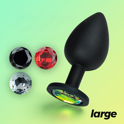 Camileo - Plug Anal con Cuatro Joyas Intercambiables - Grande - Negro Camileo - Plug Anal con Cuatro Joyas Intercambiables - Grande - Negro
