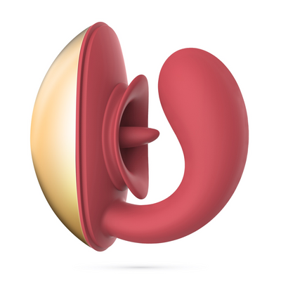 Arcane - Vibrador para parejas con lengua - Rojo/Dorado