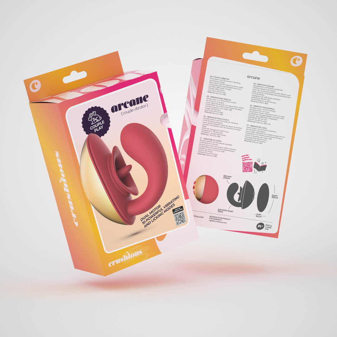 Arcane - Licking Couples Vibrator - Red/Golden