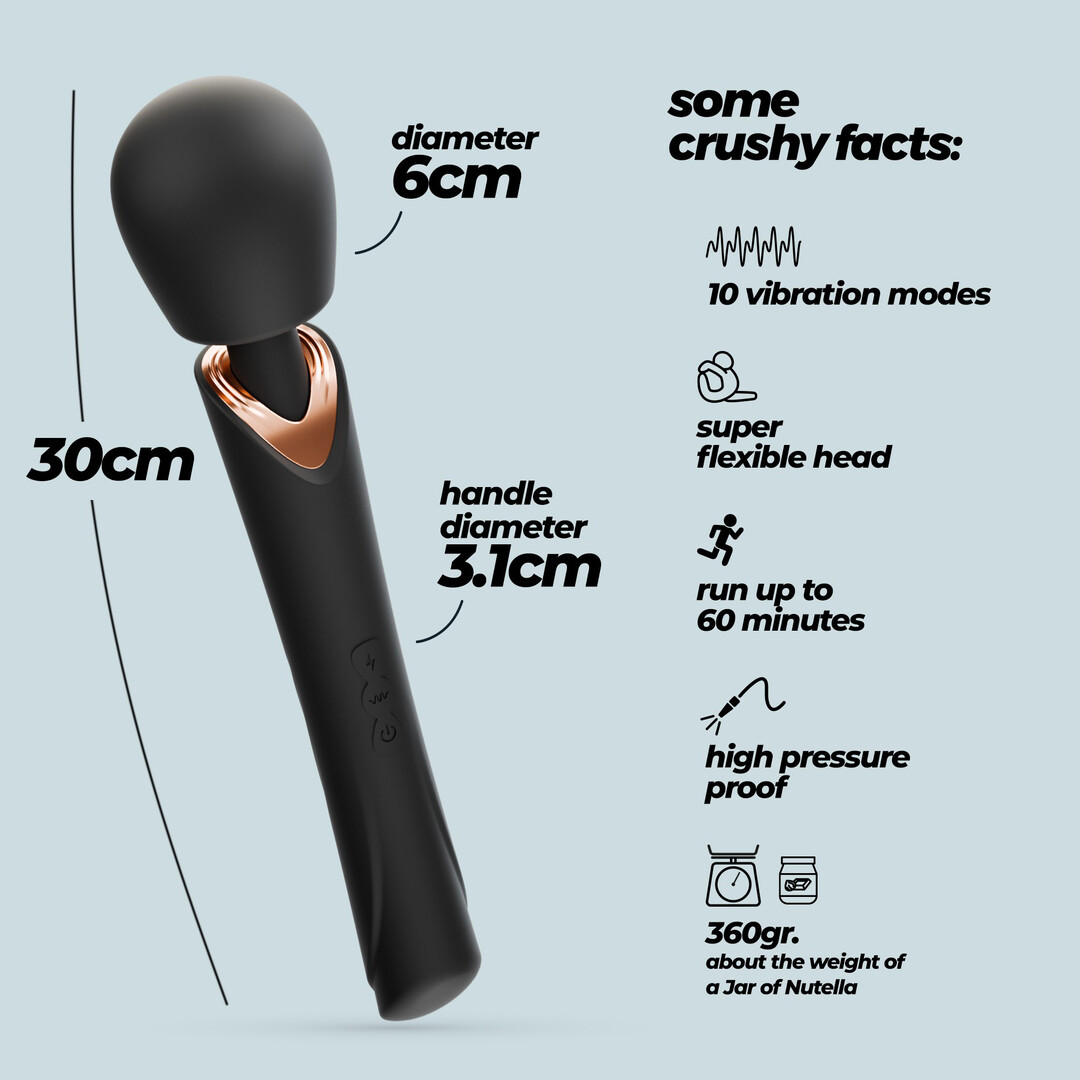 Holly - Rechargeable Wand Massager - Black