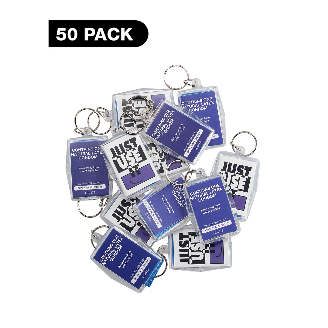 EXS Key Rings ‘Just Use It’ – Condoms – 50 Pieces