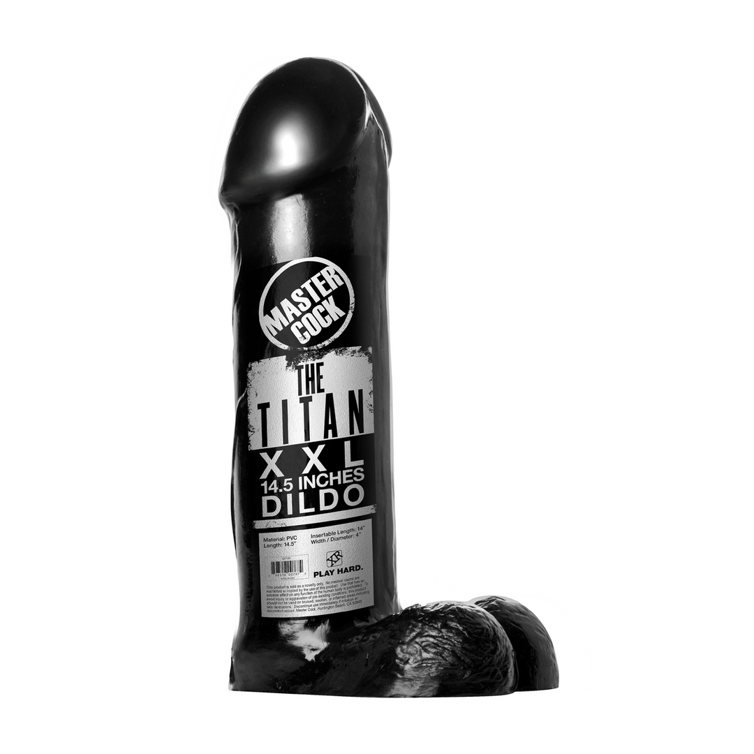 De Titan Dildo – XXL – 14,5 inch – Zwart