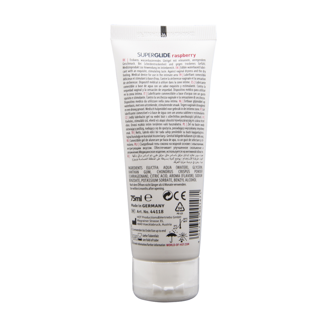 Superglide – Eetbaar Waterbasis Glijmiddel – Framboos – 3 fl oz / 75 ml