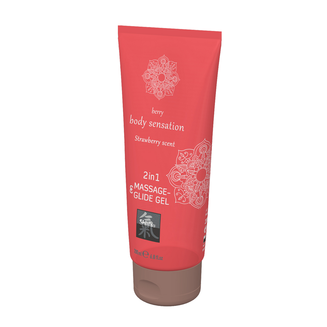 2 in 1 Massage en Glide Gel – Aardbei – 7 fl oz / 200 ml