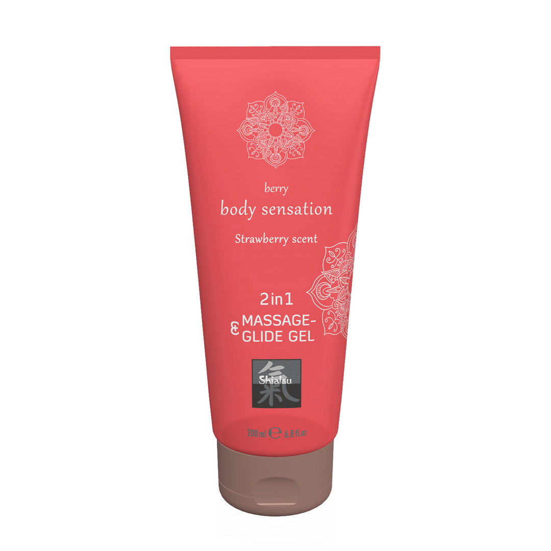 2 in 1 Massage en Glide Gel – Aardbei – 7 fl oz / 200 ml