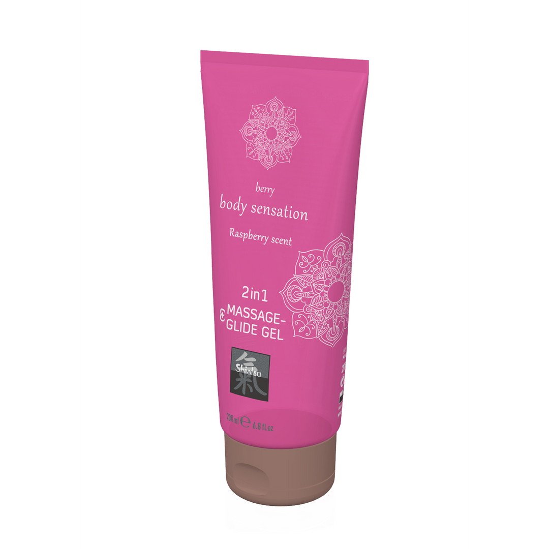 2 in 1 Massage en Glide Gel – Framboos – 7 fl oz / 200 ml