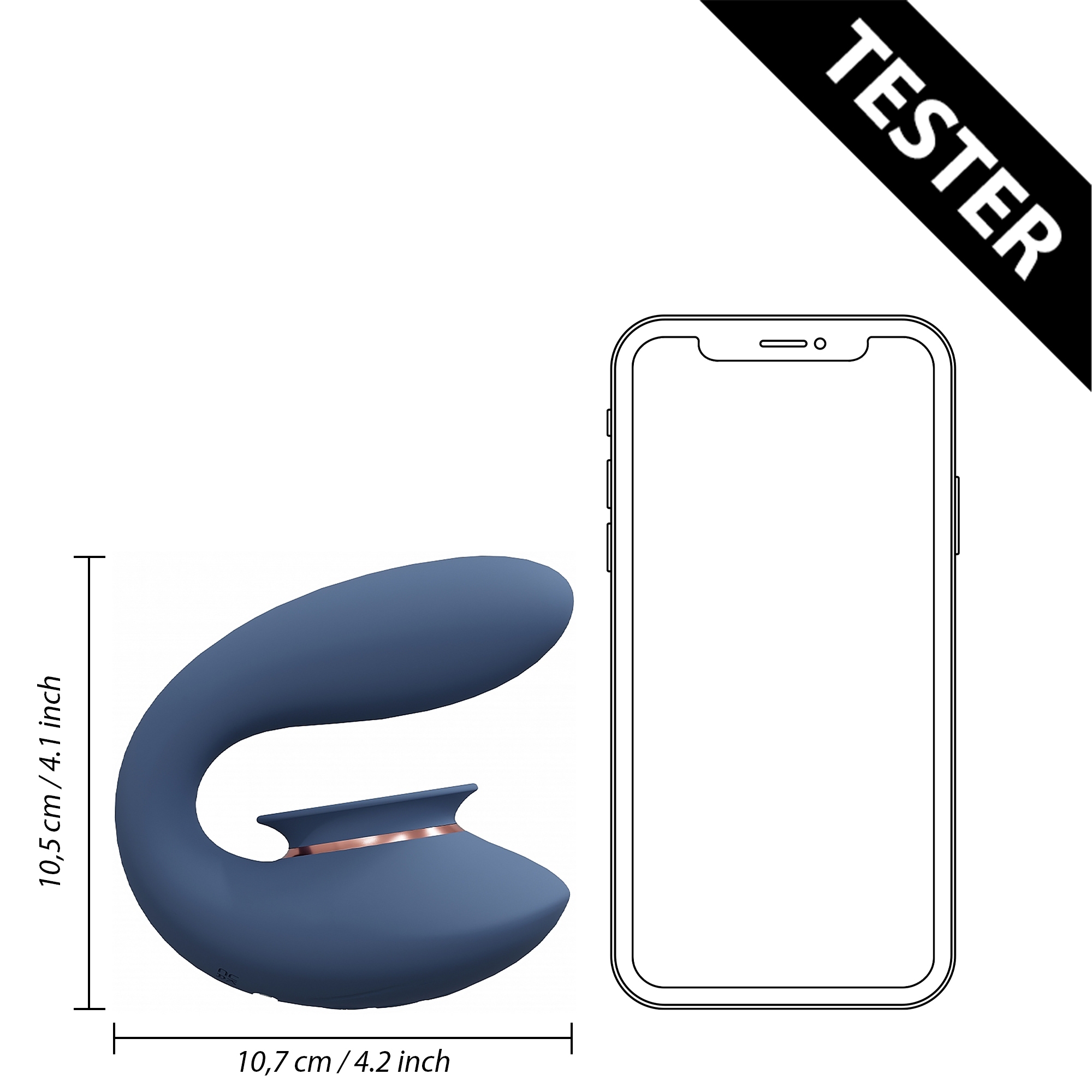 Twitch 3 - Rechargeable Vibrator and Suction - Blue/Grey - Tester