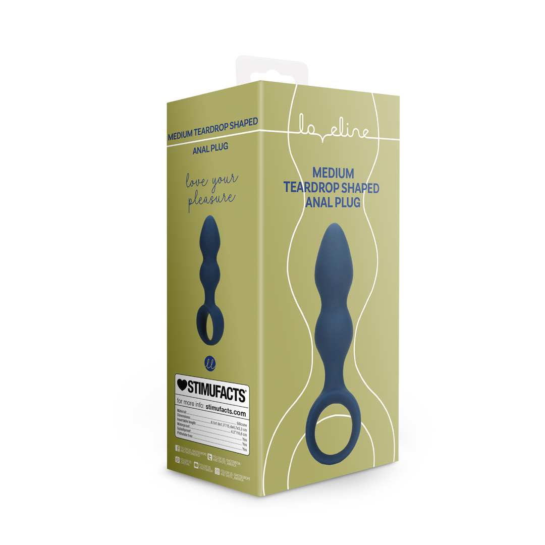 Druppelvormige Anale Plug – Medium – Baltisch Blauw