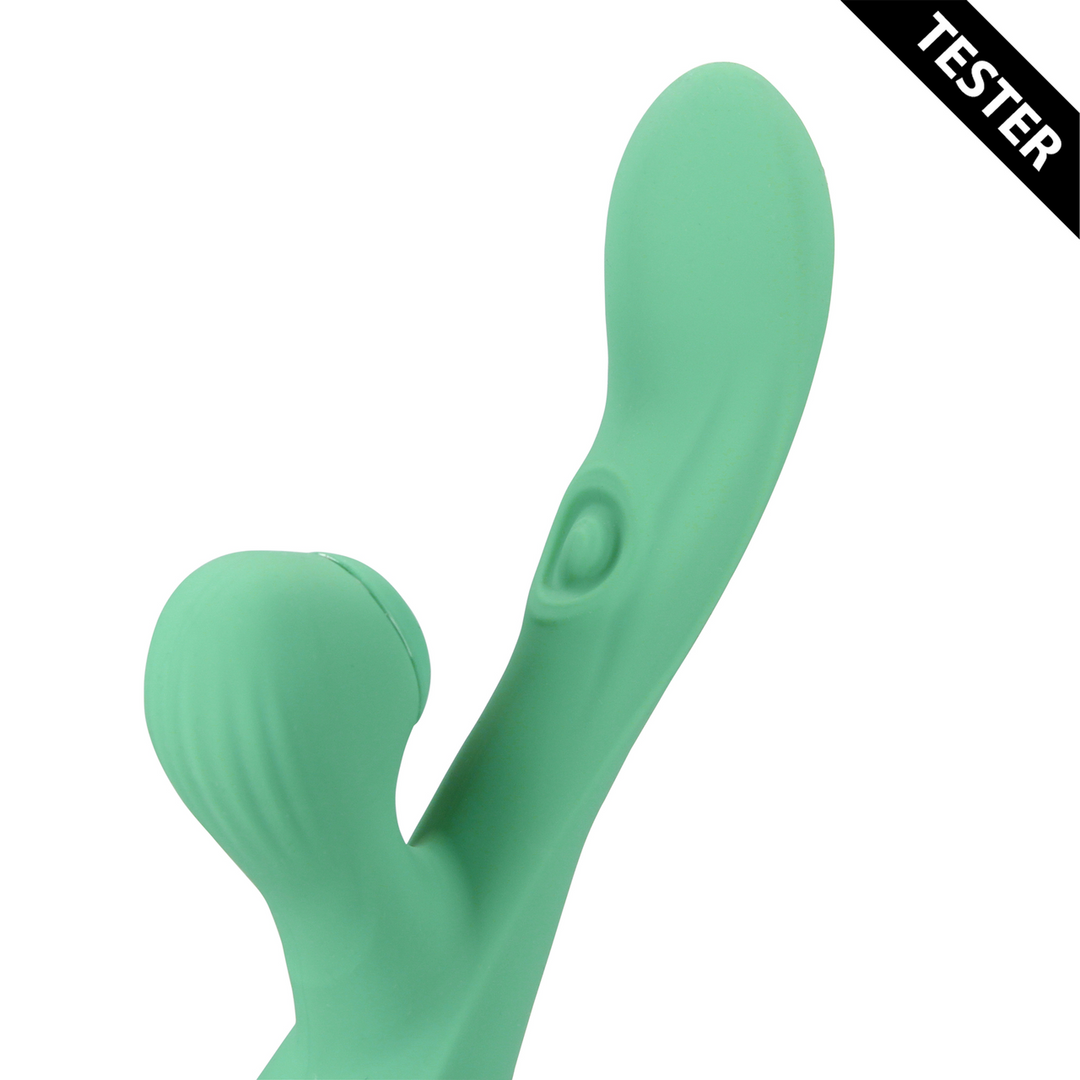 Pulse Wave en Tongue Flickering Rabbit Vibrator – Blue Grass – Tester