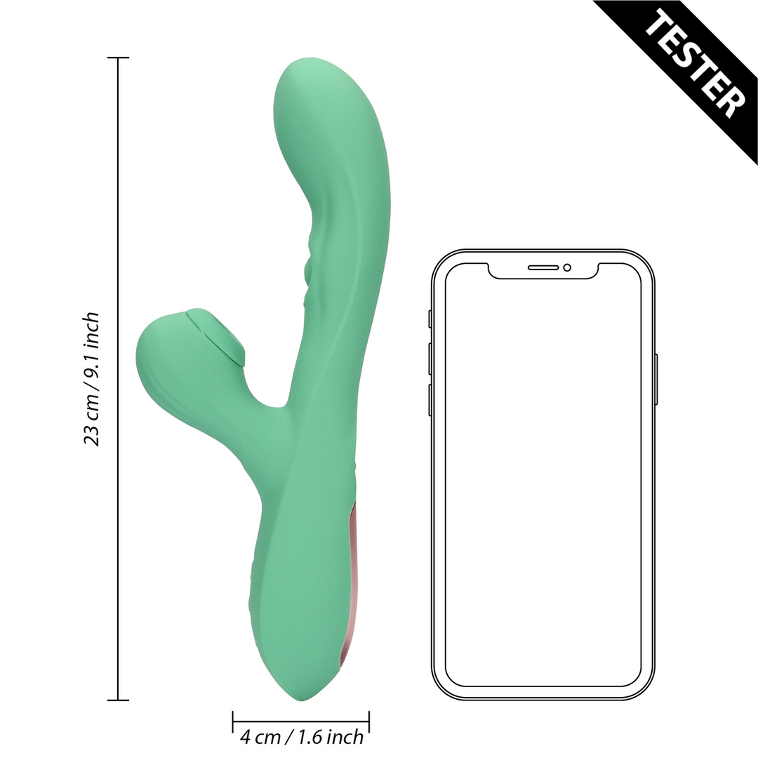 Pulse Wave en Tongue Flickering Rabbit Vibrator – Blue Grass – Tester