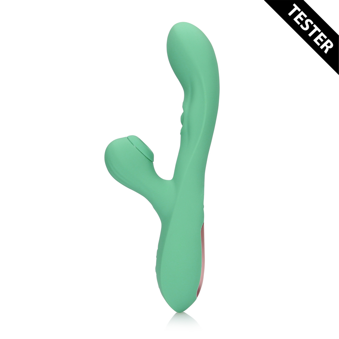 Pulse Wave en Tongue Flickering Rabbit Vibrator – Blue Grass – Tester