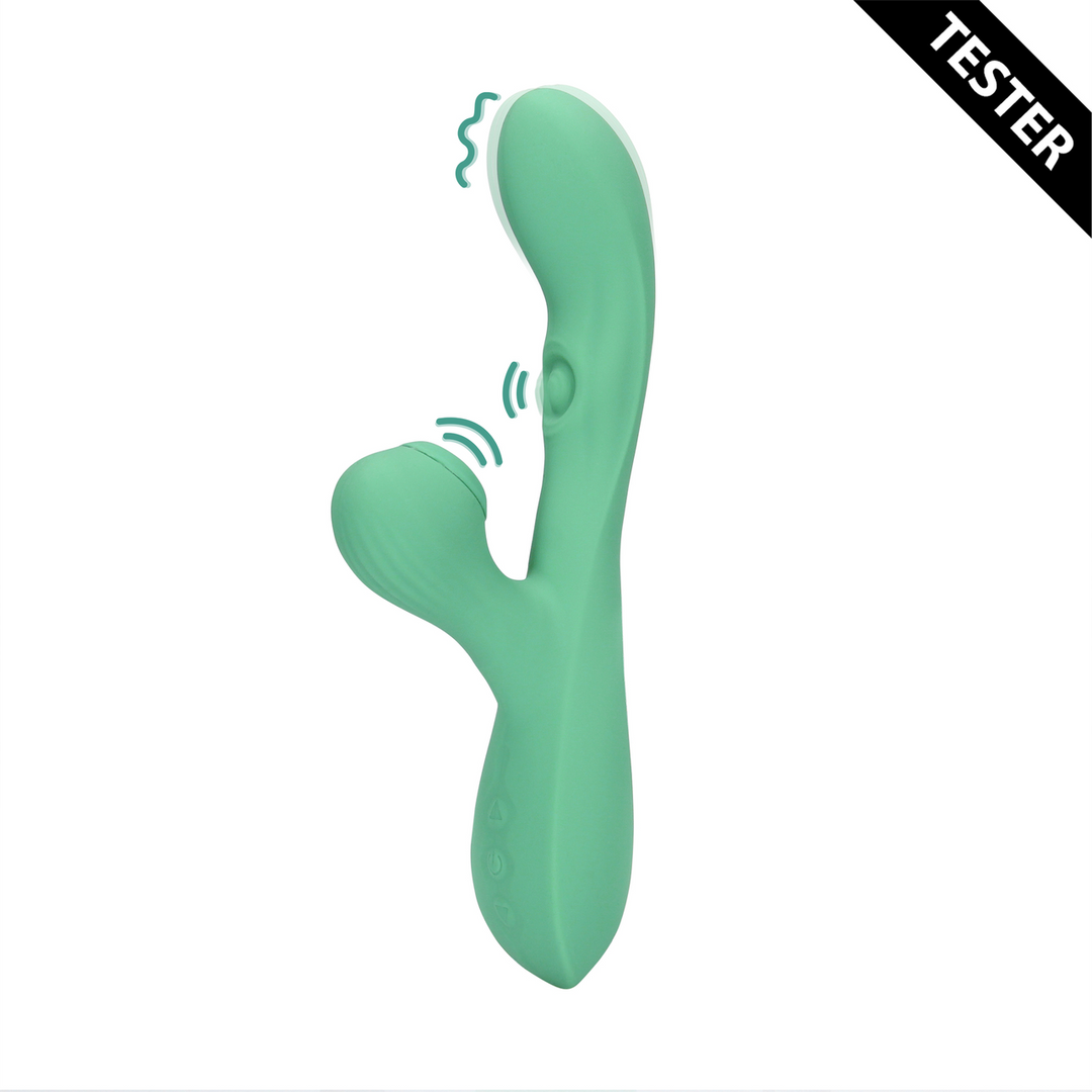 Pulse Wave en Tongue Flickering Rabbit Vibrator – Blue Grass – Tester