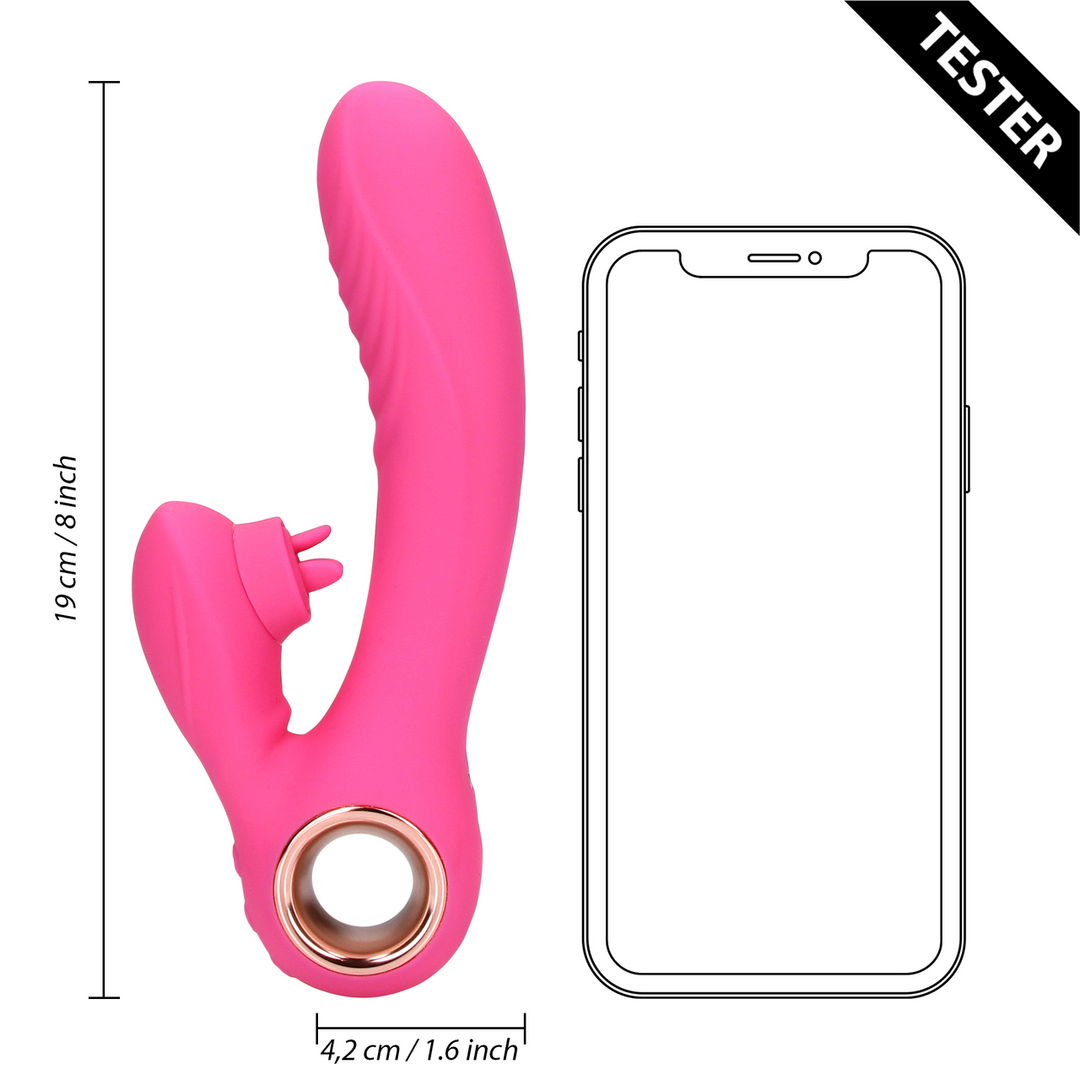 Tongue Flickering en Heating Rabbit Vibrator – Exuberant Pink – Tester