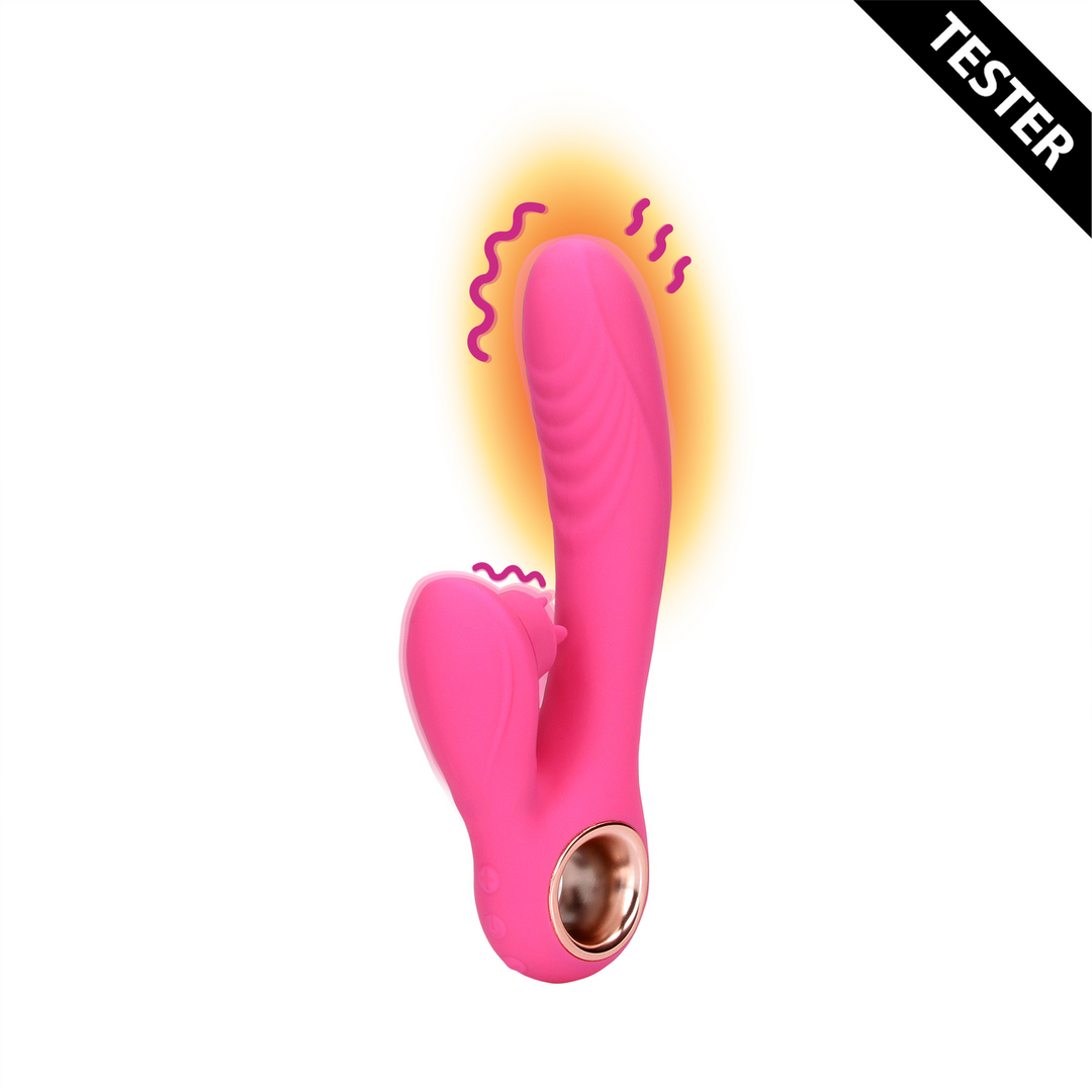 Tongue Flickering en Heating Rabbit Vibrator – Exuberant Pink – Tester