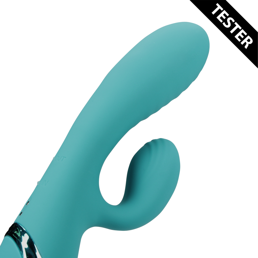 Opblaasbare Konijn Vibrator – Pauw Blauw – Tester
