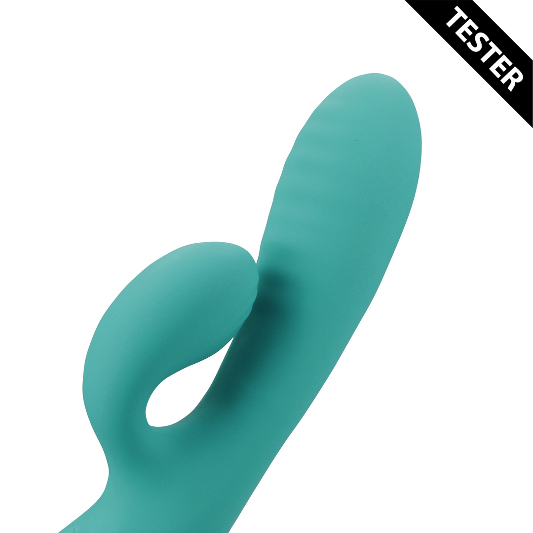 Opblaasbare Konijn Vibrator – Pauw Blauw – Tester