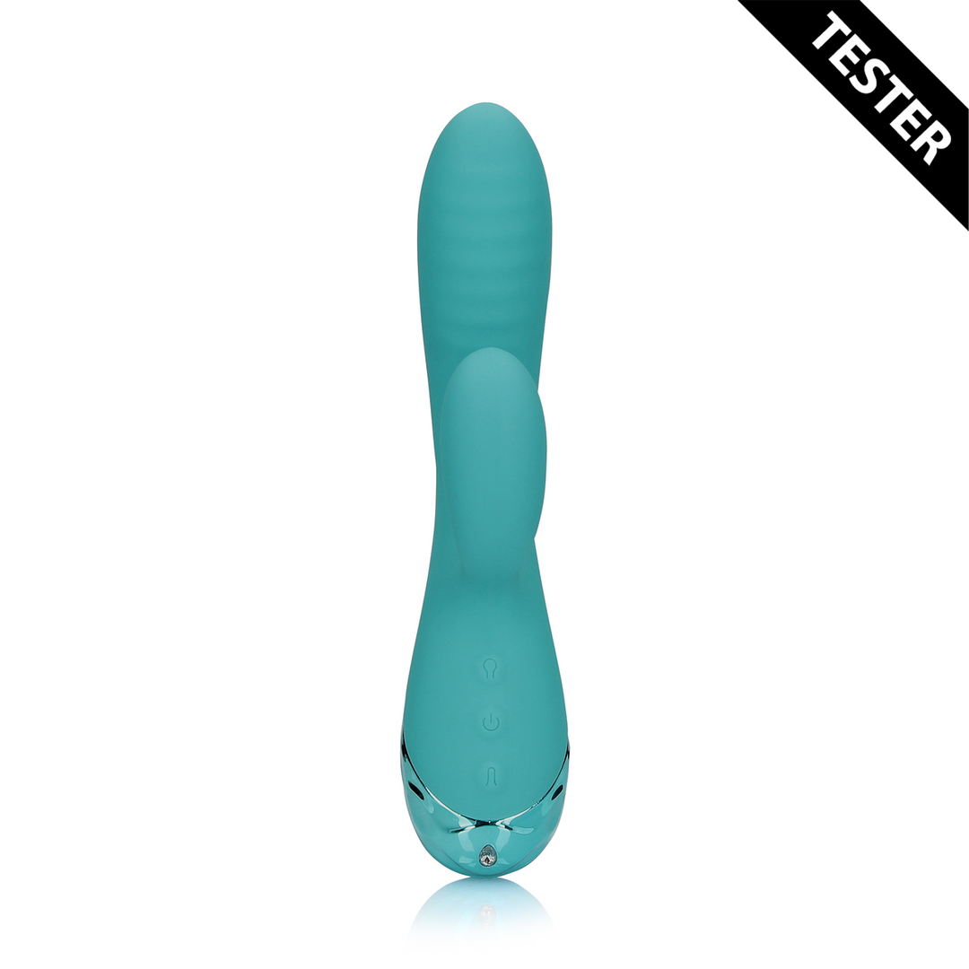 Opblaasbare Konijn Vibrator – Pauw Blauw – Tester