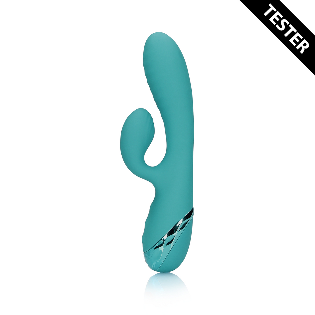 Opblaasbare Konijn Vibrator – Pauw Blauw – Tester
