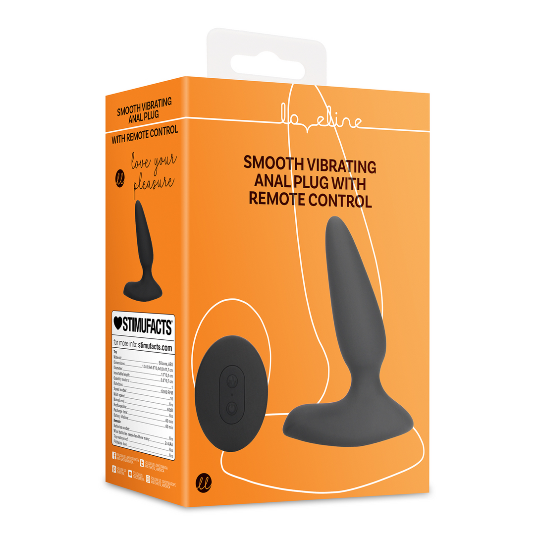 Glad Vibrerende Anale Plug met Afstandsbediening – Drop Black