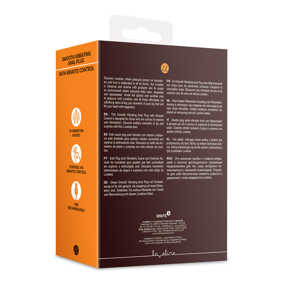 Glad Vibrerende Anale Plug met Afstandsbediening – Drop Black