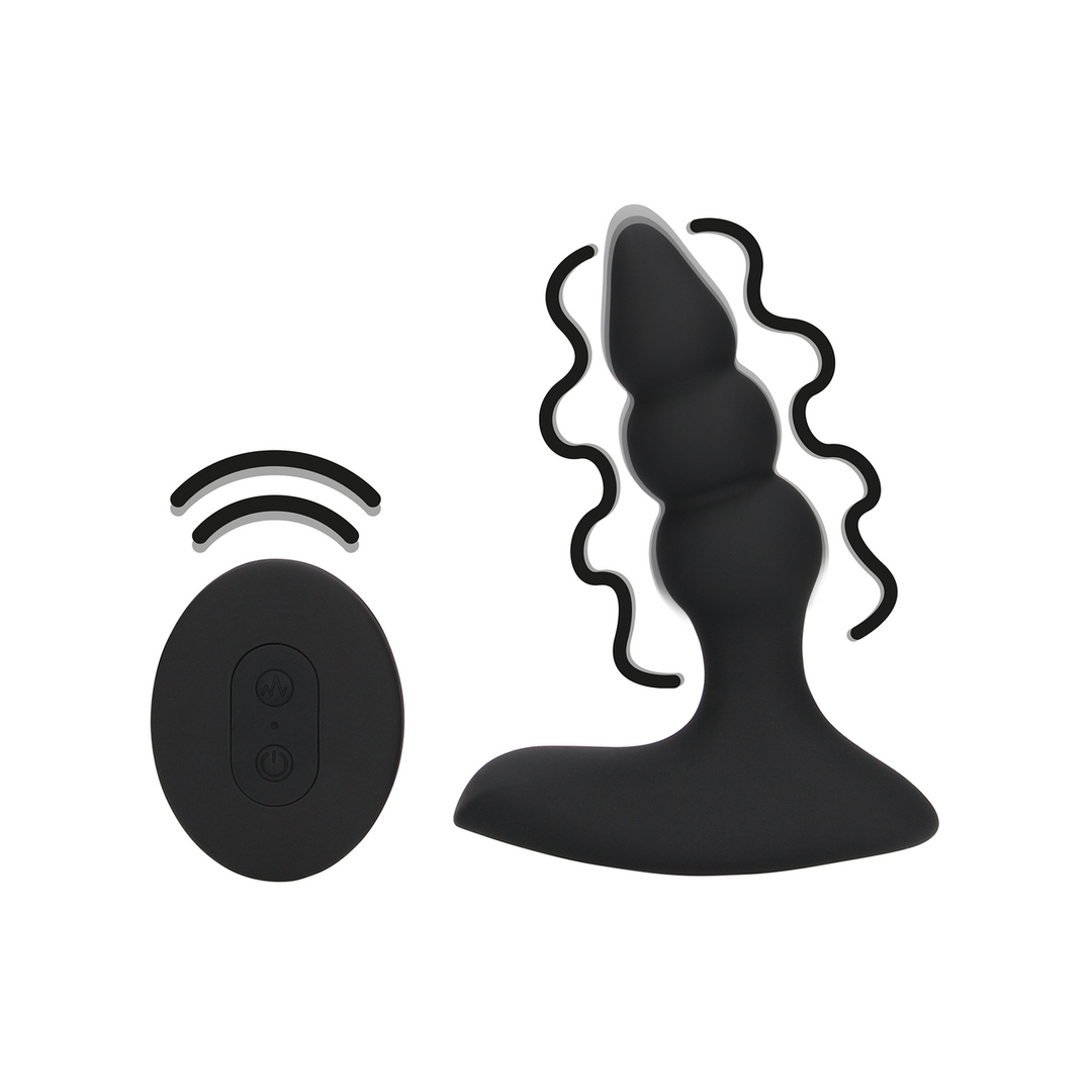 Beaded Vibrerende Anale Plug met Afstandsbediening – Zoethout Zwart