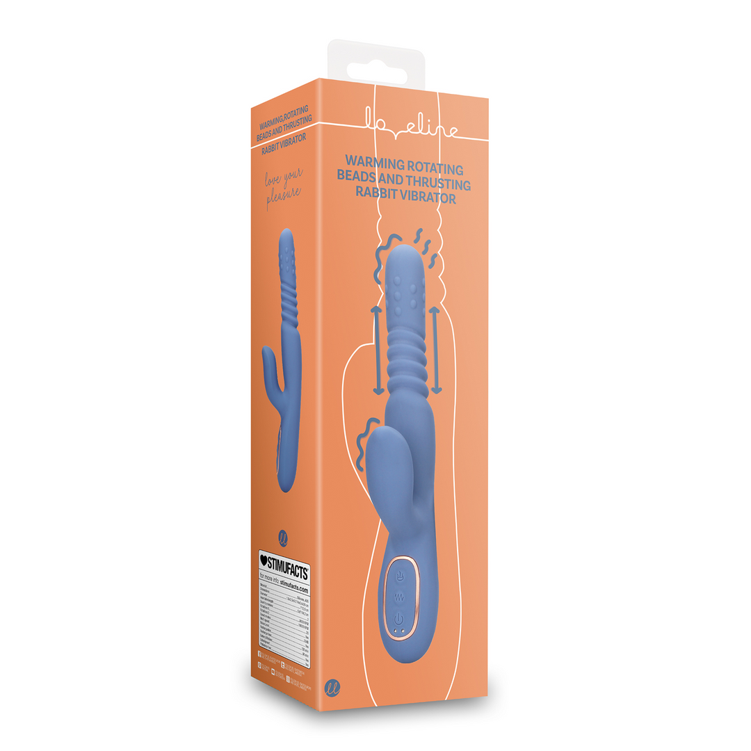 Warmende Draaibare Kralen en Duwende Konijnen Vibrator – Blauw Nova