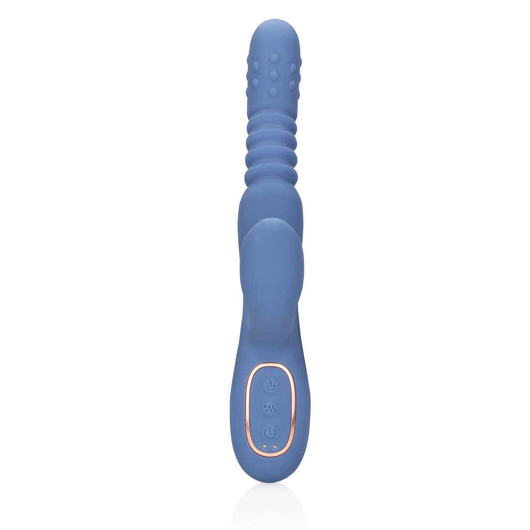 Warmende Draaibare Kralen en Duwende Konijnen Vibrator – Blauw Nova