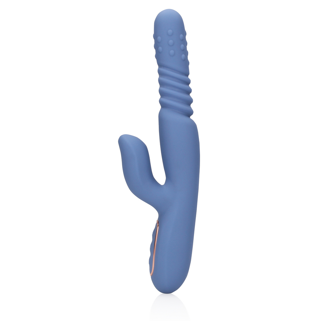 Warmende Draaibare Kralen en Duwende Konijnen Vibrator – Blauw Nova