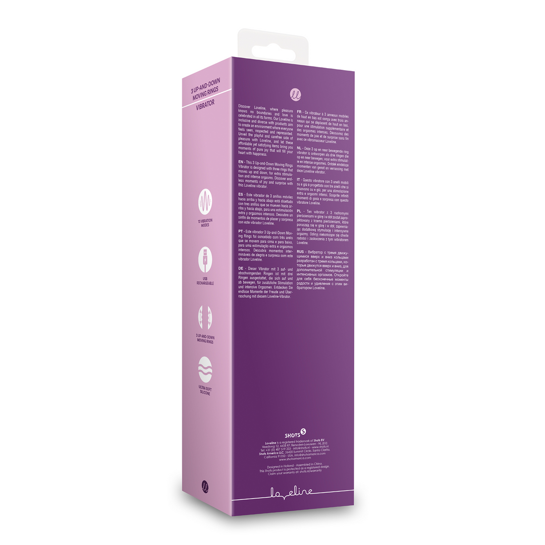 3 augšup-lejup kustīgu gredzenu vibrators - Orhideju violets