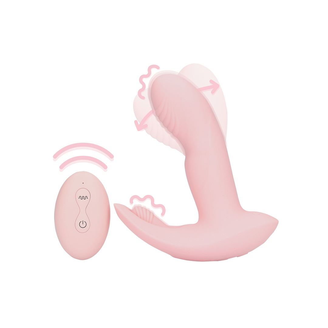 Draagbare Vinger Beweging Vibrator met Afstandsbediening – Cherry Chiffon