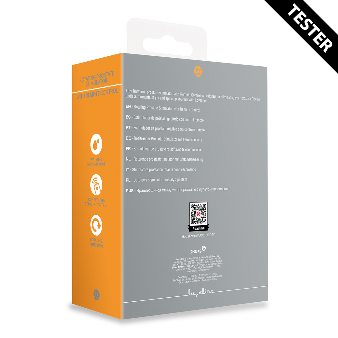 Draaiende Prostaatstimulator met Afstandsbediening – Gotham Grey – Tester