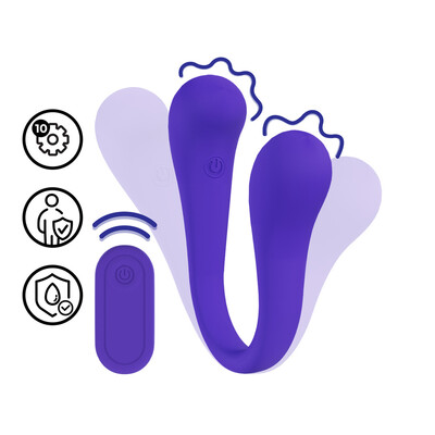 Dubbelzijdige Buigbare Vibe met Afstandsbediening - Paars Dubbelzijdige Buigbare Vibe met Afstandsbediening - Paars