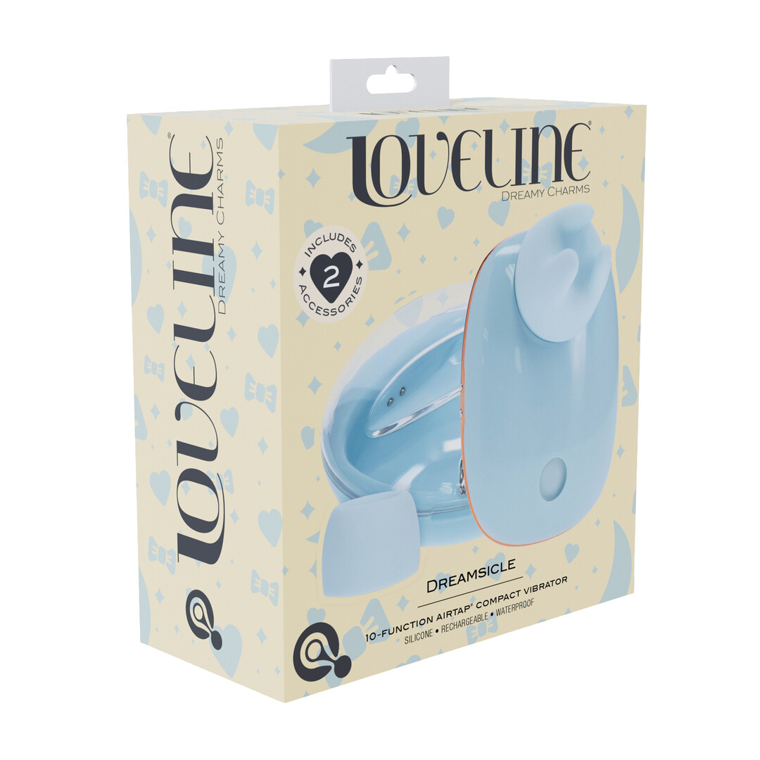 Dreamsicle – Compact AirTap Vibrator met Twee Hoofdaccessoires – Blauw