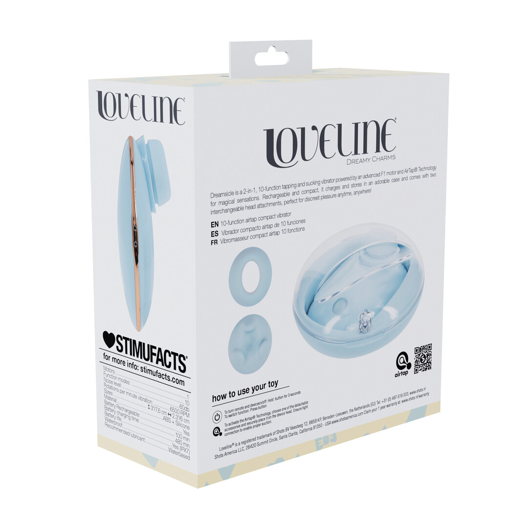 Dreamsicle – Compact AirTap Vibrator met Twee Hoofdaccessoires – Blauw